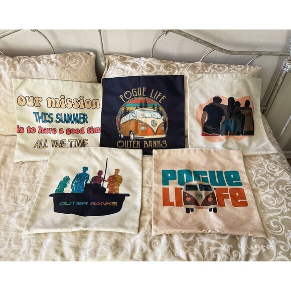 Throw Pillow Covers 18 x 18 Set of 5 Outer Banks Cotton Linen - Picture 2 of 2